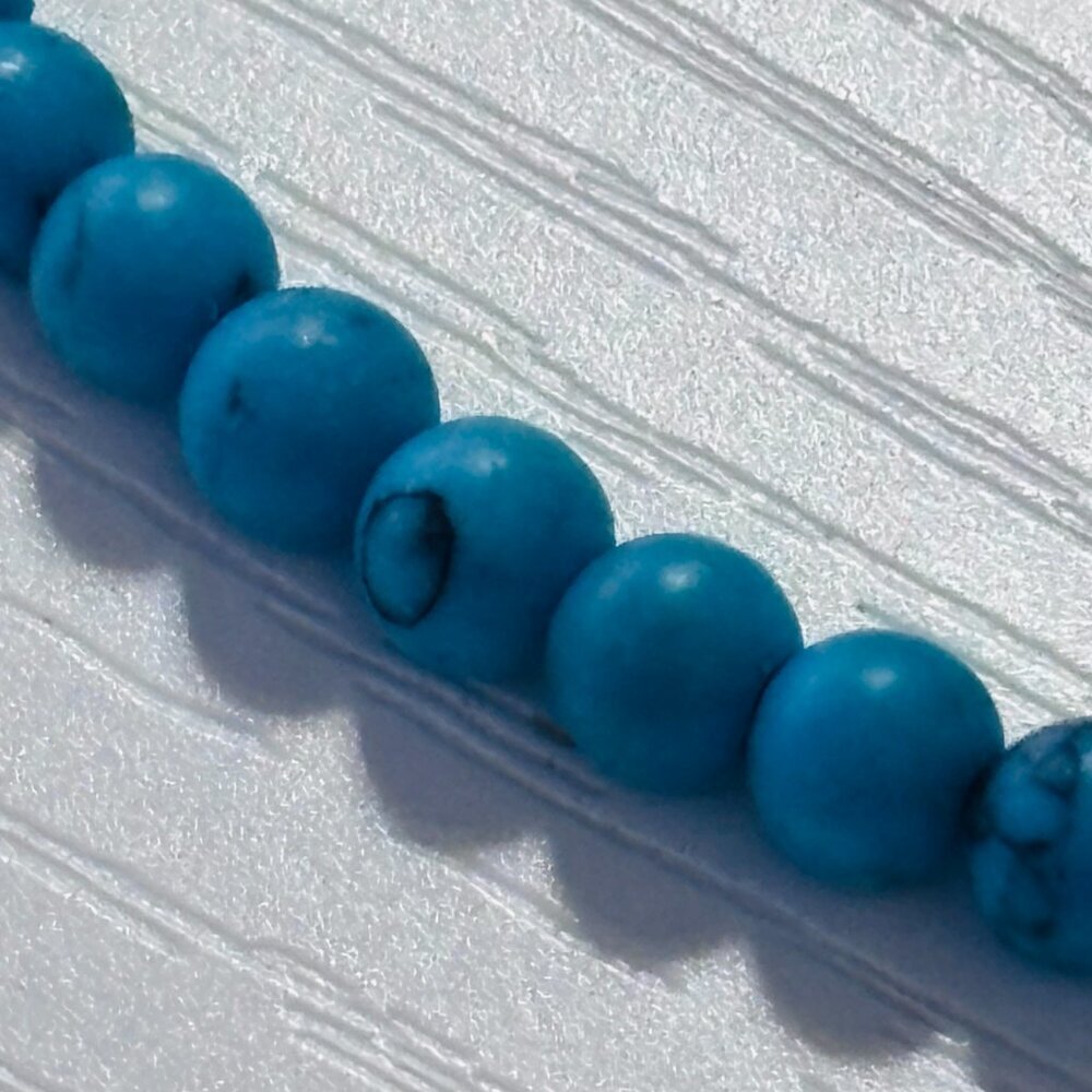Turquoise Bead Choker Necklace Minimalist 16” Toggle Clasp - Picture 8 of 12